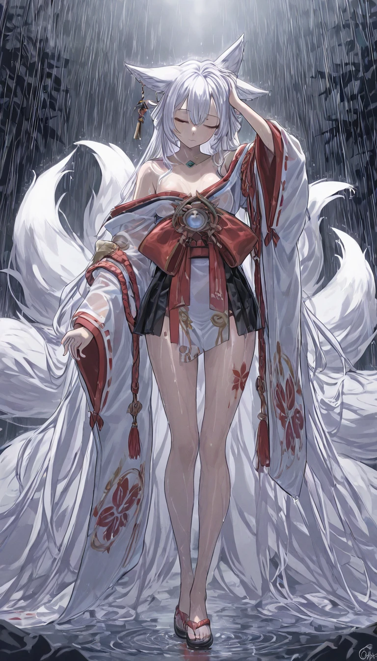 a woman with elements of sanguah from wuntherin wave and esdeath from akgame ga kill, with an outfit that mixes Persian elements, Victorian , Greek and some characteristic elements of the character, dancing in the forest in the middle of a full moon night, silver hair with crimson tips, amber eyes,
