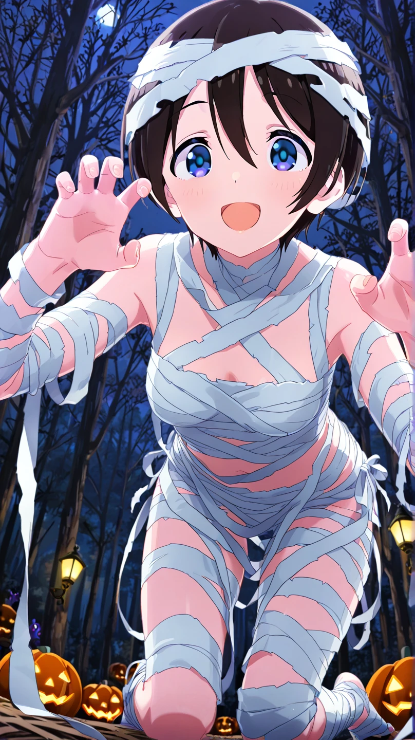 a see-through ghost girl (, tiny) clinging to a man's shoulder