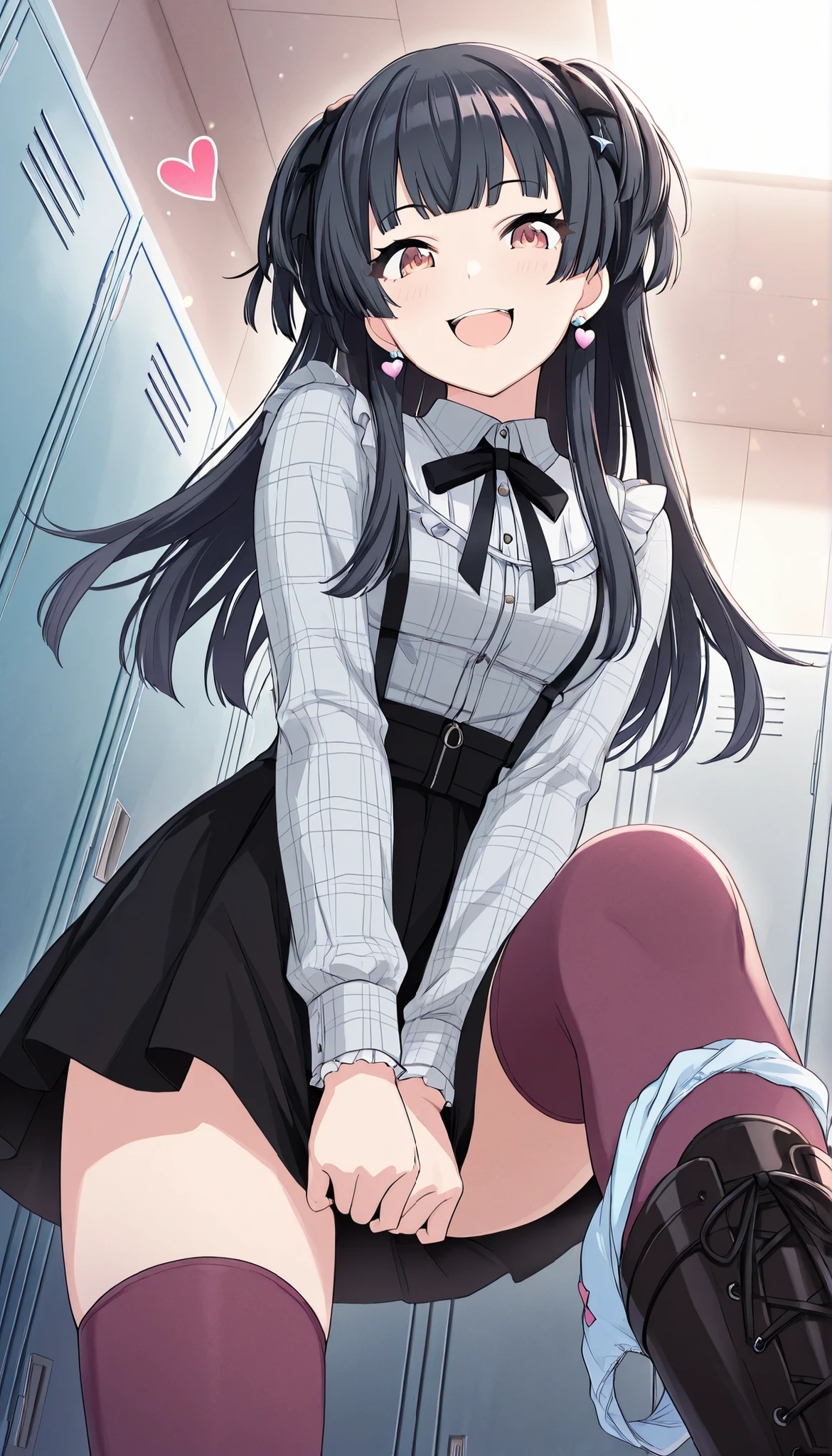 best quality, (on the table:1.2), Very detailed,indoors, Rin Harusaka,1 girl in, alone, looking at the audience, from the front, Keep your mouth shut, Smile,long hair, brown hair, blue eyes,Red shirt, mini skirt, black skirt, black company,(skirt lift:1.3), (White:1.3)、(Rolled up skirt:1.3)、(completely exposed:1.5), NSFW, erotic, porn, sex, mouth open, sticking out her tongue, giving a handjob to a man, giving a hanjob, (Handjob: 1.5) strocking a penis off a man with her hands, man view, pov view