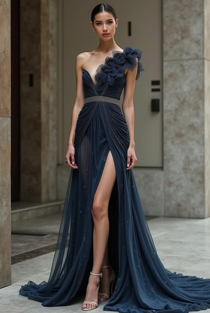 Mulher elegante, bem vestida, roupas caras e modernas, na moda, fundo da imagem cinza