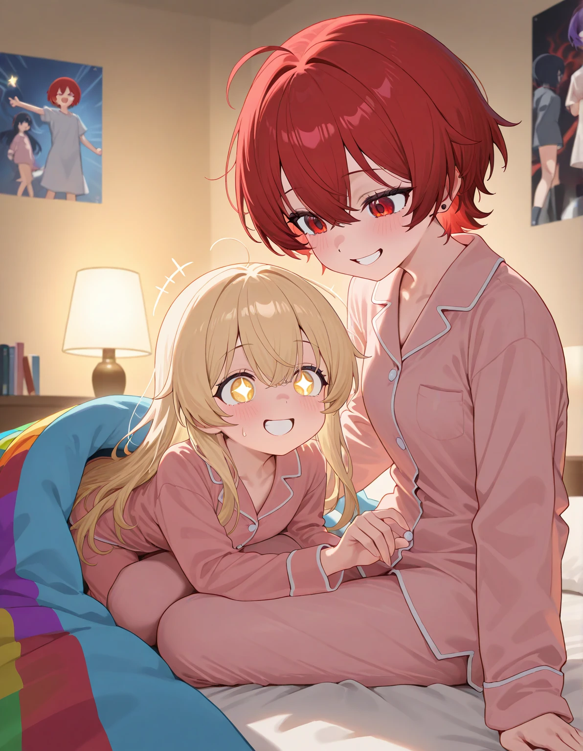 Beautiful 23 year old large blonde woman in lingerie, pubic hair, in a softly lit bedroom on a cozy bed and warm flowers, active sex with little 7 year old redheaded son in pajamas. a small 7-year-old boy inserts his penis into a woman’s crotch with quick movements, a , Cute, passionate