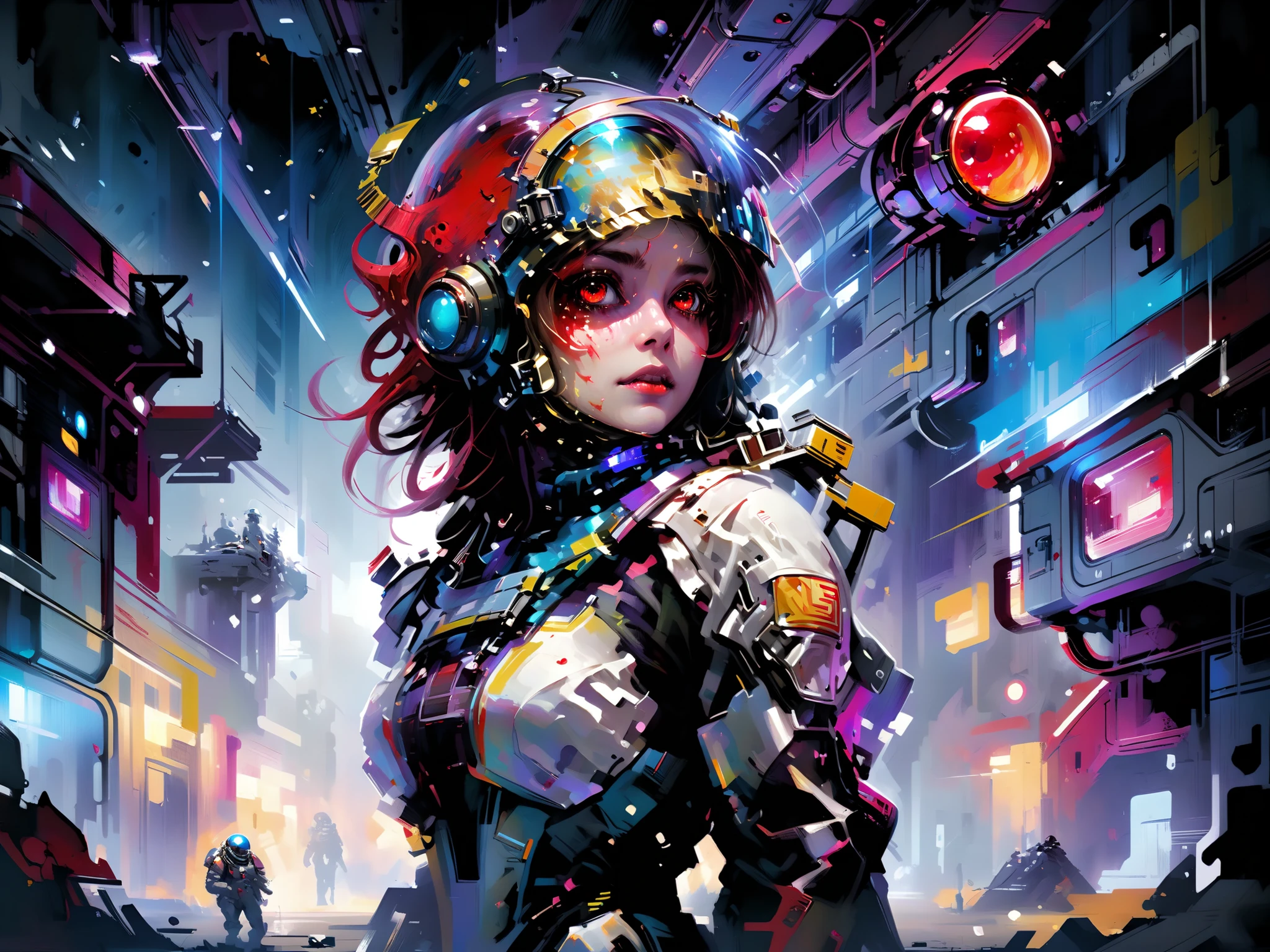 Terrifying sci-fi horror movie poster set in deep space — a lone astronaut floating helplessly outside a derelict spaceship, the visor of their helmet cracked, blood inside, wide eyes full of terror — behind them, emerging from the darkness, a monstrous, grotesque alien with dozens of twisted limbs and glowing red eyes, its body a mix of flesh and machine — cold, distant stars in the background, everything bathed in eerie blue and red emergency lighting — space debris, frozen s, a feeling of absolute dread and hopelessness — hyper-realistic, cinematic, 4K detail, dramatic shadows, H.R. Giger inspired — bold horror title text at the top, tagline at the bottom: "You’re not alone — you’re just the last.