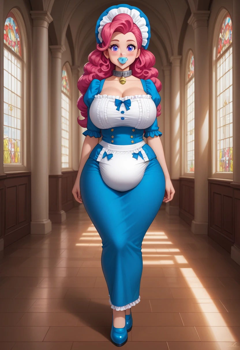masterpiece, of the highest quality, dq blanca, single sheet, earrings, choker, orange cape, (green dress), belt, socks, heels, looking at the viewer, big breasts,  stockings, hig heels, gigantic breasts