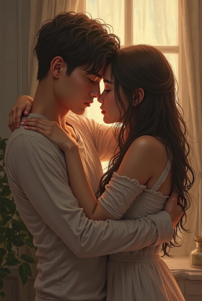 A girl sitting on lap on a men