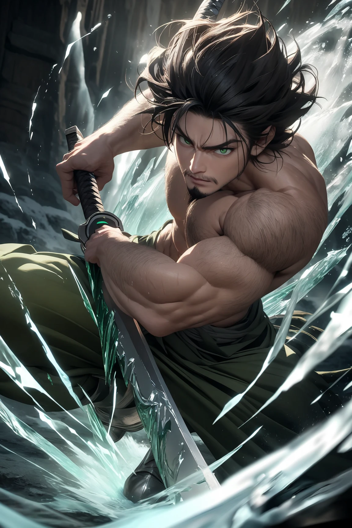 Imagine the astonishing fusion of two legendary warriors, where the indomitable Guts from Berserk merges seamlessly with the unparalleled swordsman Zoro from One Piece. This amalgamation is a testament to raw power and unparalleled swordsmanship, combining the relentless determination of a lone berserker with the unyielding spirit of a master swordsman.
His form is a harmonious blend of Guts' towering presence and Zoro's agile physique. Towering over foes, his muscular frame exudes both brute force and controlled finesse, a perfect embodiment of his dual heritage. His scars tell tales of battles won and trials endured, serving as a reminder of his unyielding resolve.
Adorning his body is an intricate armor that marries Guts' ferocity with Zoro's distinctive attire. The Dragon Slayer rests comfortably on his back, a testament to his monstrous strength and unbreakable will. Strapped across his waist are the legendary swords, three katana that symbolize both his mastery and his unstoppable quest for greatness.
His eyes reflect a determined focus honed by years of battle. Guts' fierce gaze and Zoro's unwavering determination combine, creating eyes that pierce through darkness and challenge fate itself. Each scar on his body represents a chapter of his epic journey, a testament to his unbreakable spirit.
In his hands, he wields the swords with unmatched precision. The Dragon Slayer cleaves through enemies with the force of a thunderous storm, while the three katana dance with Zoro's three-sword style, cutting through opponents with the precision of a master artisan.
His aura resonates with an aura of untamed power and calculated strategy. Guts' relentless Berserker Armor fuses with Zoro's unshakeable resolve, creating a warrior who can tap into unparalleled strength while maintaining complete control. This synergy of strength and technique is a force to be reckoned with.
His battleground is a fusion of the grim Berserk world and the vibrant One Piece universe. Ruin