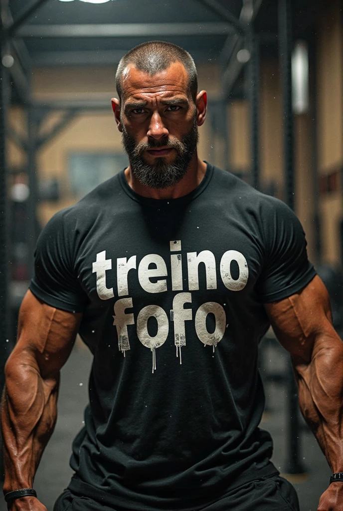 Obra maestra, mejor calidad, ultra detallado, 1 hombre, macho maduro, muscular, pedazo, bara, deportista, carne de res, negro skin, negro, piel bronceada, latino, 36 years old, negro hair, gray fur, barbas de chivo, cabello demasiado cortado, mirando al espectador, serious expression, camiseta gris, Tiro de medio cuerpo, science fiction background, jeans