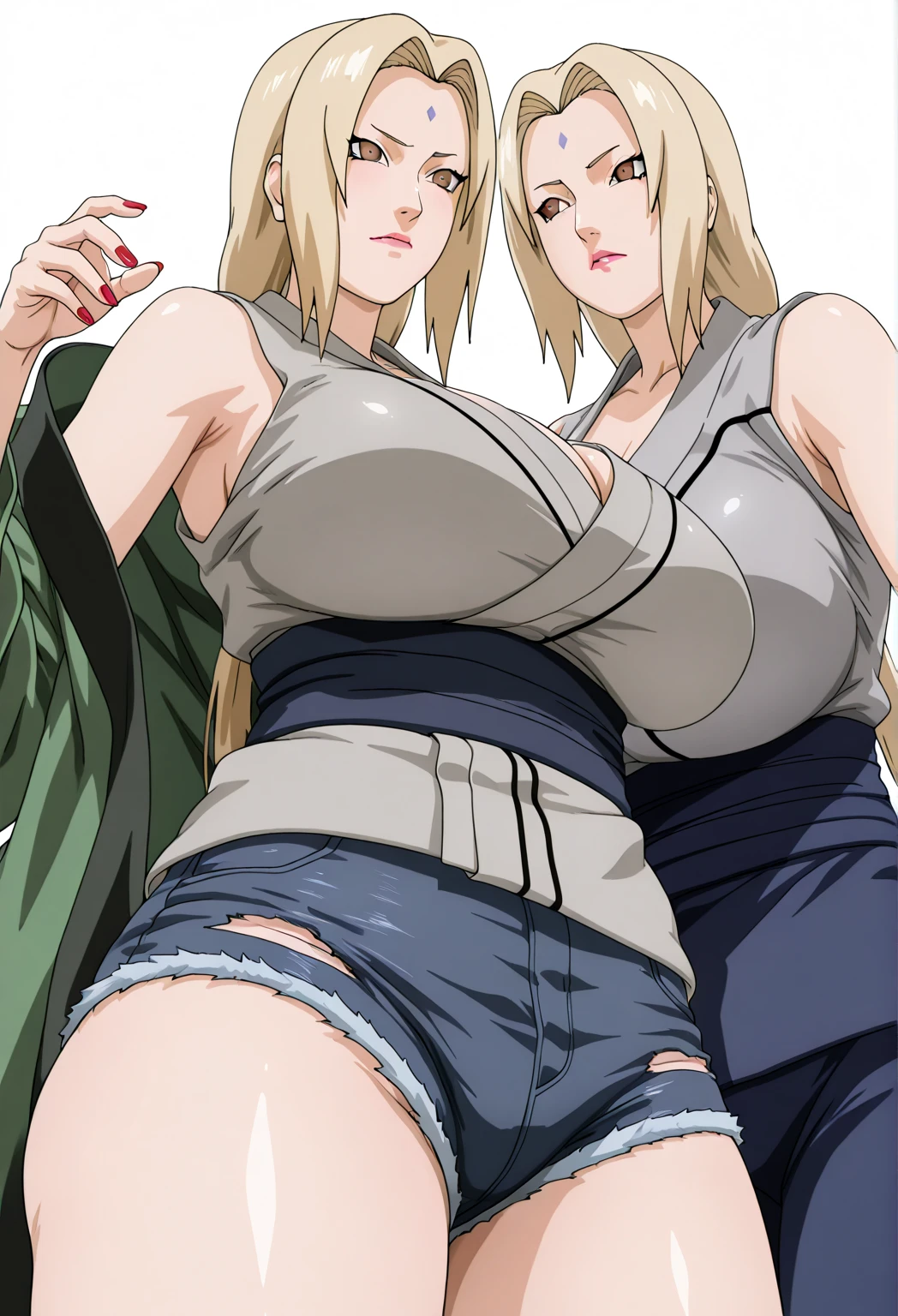 T5un4D3, Marc, 1girll, Tsunade, Japanese clothes, obi strip, jaket,Undressing and masturbating