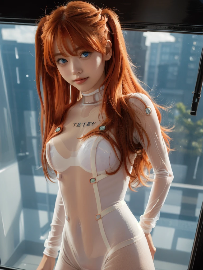 (best quality), (high definition),(Two heads), (masterpiece, best quality), best resolution, (2heads:1.5), 1girl,  (street scene) in the morning, sunny, (soft air),(a 30-year-old woman with red hair),(breeze in her hair),(walking on the sidewalk, wearing white blouse and jeans). slightly blurred background.
