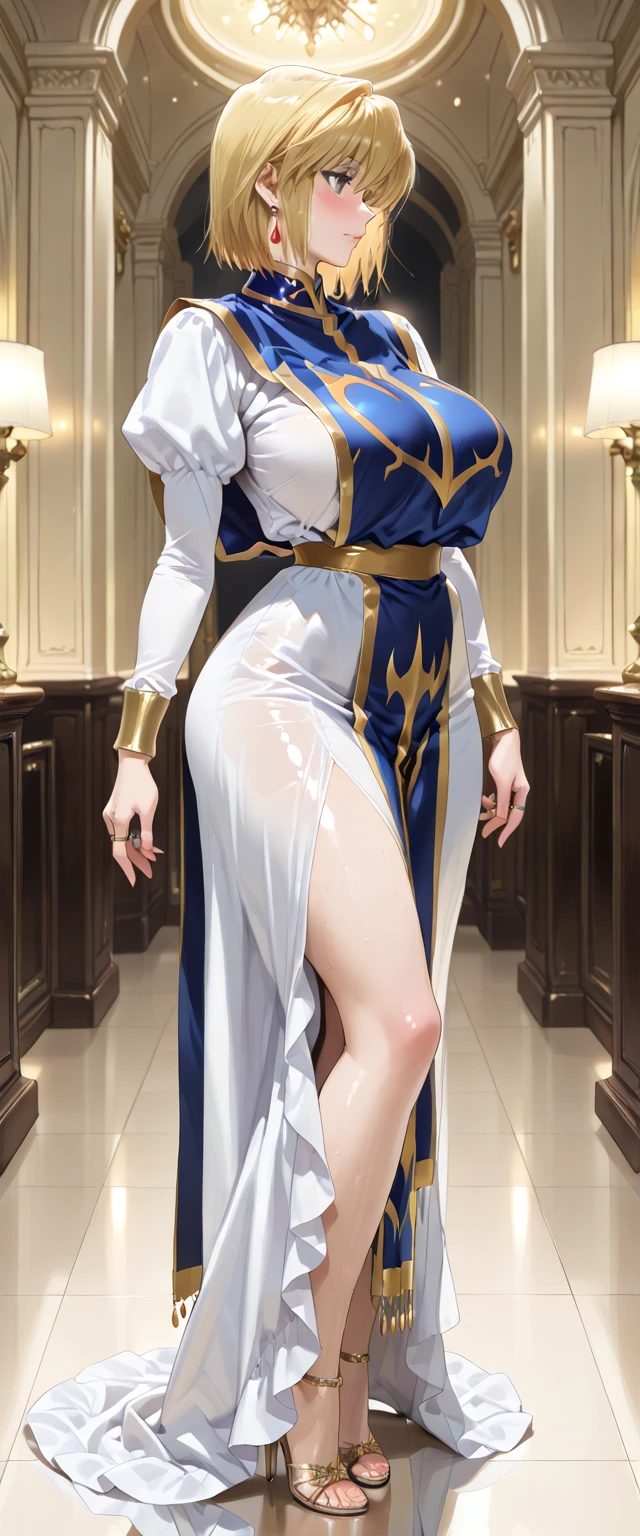 full body, whole body. loincloth standing, hands on hips full body, 1solo (girl). slave fighter, metal sandals, choker, big belt, view from below, feet together, bracers, tiara