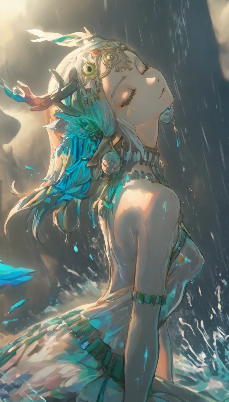 Highest quality、masterpiece、beautiful、detailed、Year: 12、Black hair twin-tailed female elementary school student、Height: 140cm、beach、Pouring sunlight、Dynamic pose、Spraying water with a water gun、Angle from below、smile、Slim figure、Soaking wet、erectile nipples、open vagina、pussy、photoRealistic、Nendoroid