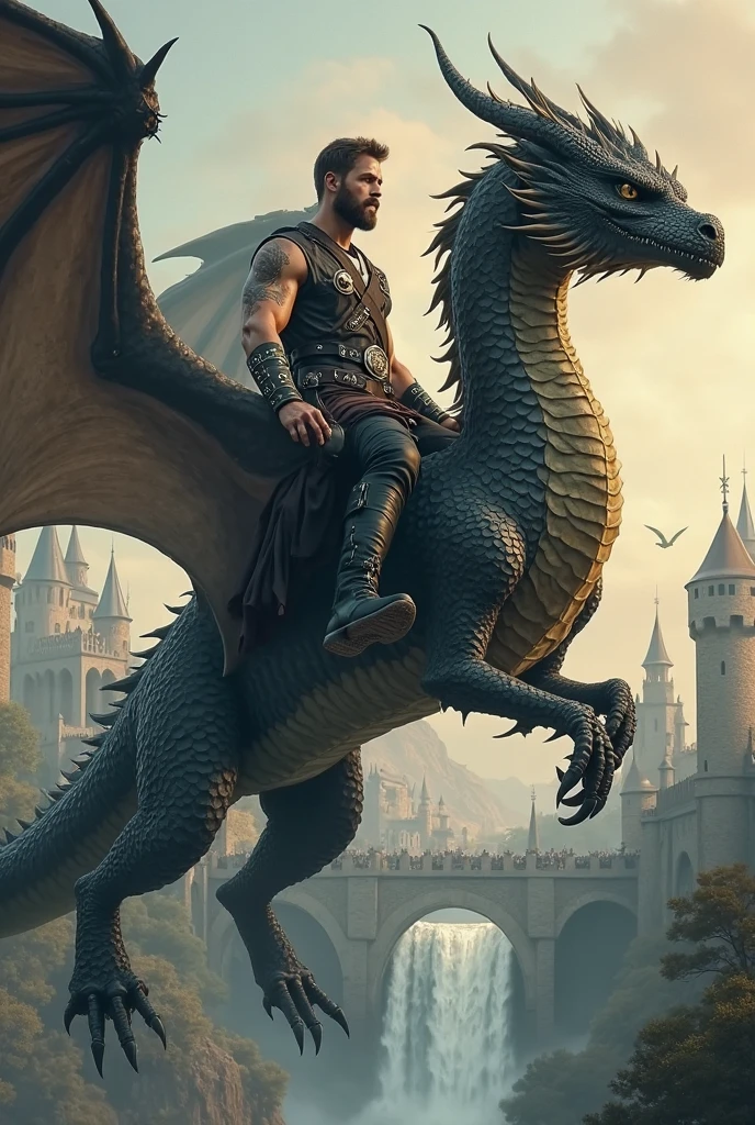 Female Ender Dragon Whit regary Big tits And ass, She Is siting on a huma's back