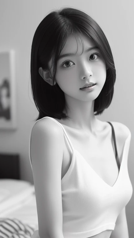 Black and White、monotone、PAPERCUT、
woman