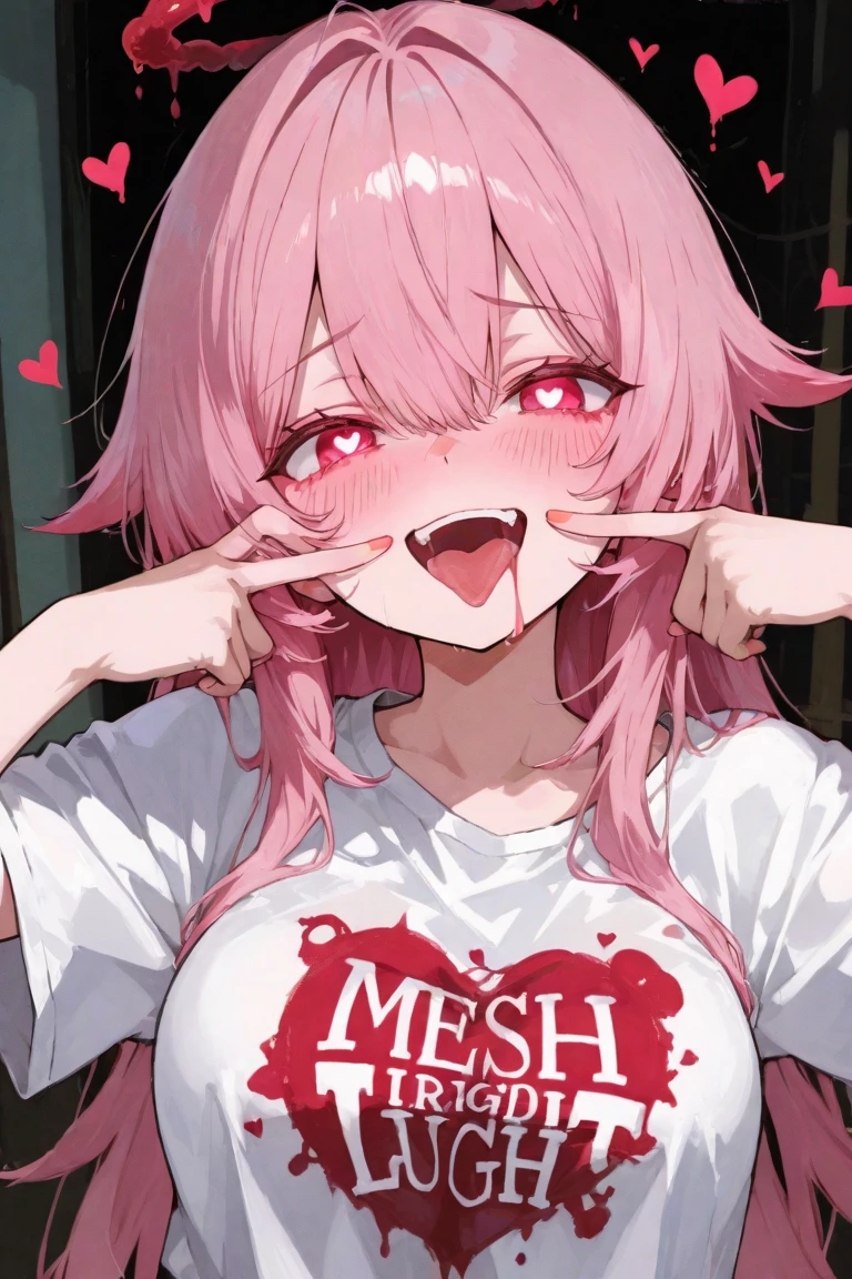 (blushed face:1.4), (Heart-shaped pupil:1.4), (Wearing sweat:1.5), Opening Mouth, put out the tongue, ((full bodyesbian)), ((The nipple is visible)), ((Teary-eyed))