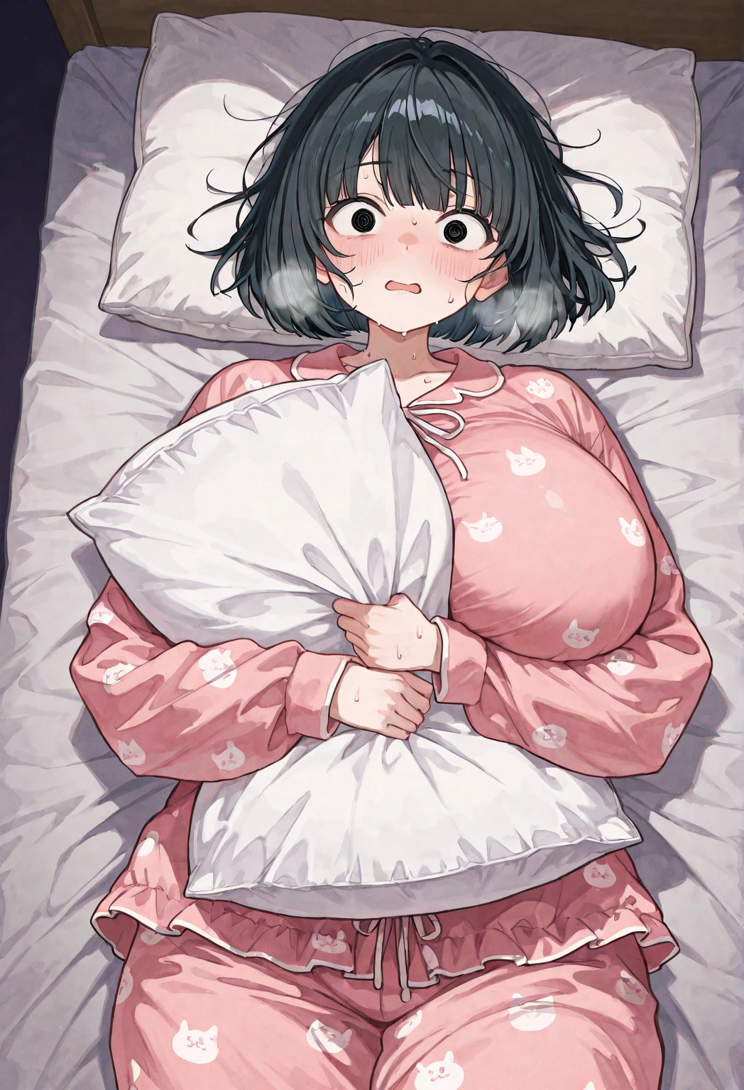 adventurer pajamas, (2girls:1.5), (simple background) (sleeping on a bed together cuddling: 1.2), (girl laid down on a bed: 1.2) (giantess closeup breasts: 1.4), (height_difference:1.4), (size_difference:1.3), (a minigirl sleeping on top of the breasts of a giantess:1.3), professionally drawn, (anime drawing:1.1), (simple bold lines: 1.1), (anime:1.1), (very cute anime girl), (bright), (low contrast), (prettiest teenage girl), (mature face: 1.4), (tall girl with big ass: 1.2), (looking at another: 1.2), (yuri:1.1), (two girls looking at another: 1.2), (full body: 1.1)