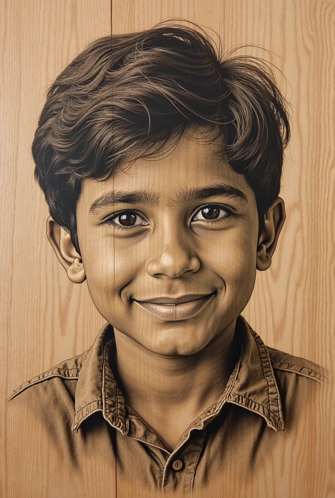 Illustration of boy smiling and holding a doughnut, Directed by: Nandor Soldier, caio santos, com rosto neutro, mateus 9 5, menino Directed by: Samuel Silva, Riyahd Cassiem, cabrito, menino tem cpreto curto, pequeno sorriso largo, Reyyan, by Almeida Júnior, Setting of a farm,