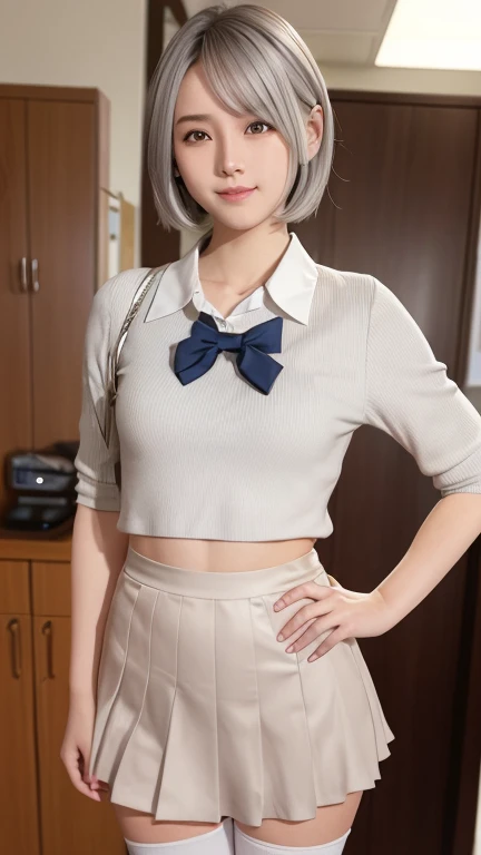 Complete Anatomy　Absolute area　Panty shot　Miniskirt　Blonde　short hair　Loriコン　Lori　high school girl　cute　Small valley　Shyness　The expression you don&#39;t want to see　Spread your legs　Obedience
