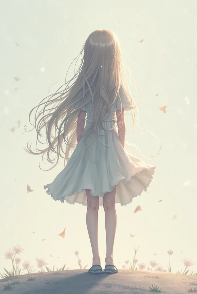 kaede akamatsu, 1girl, solo ahoge, blonde hair, hair ornament, long hair, musical note, musical note hair ornament, (pink eyes:1.2), hair ornament, necktie, pleated skirt, school uniform, skirt, sweater vest, (full body:1.4), (from behind:1.5), (from below:1.4), (butt:0.9), panties, heavy wind, (wind lift:1.4)