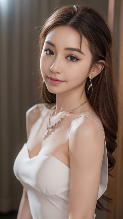 ((Highest quality, 8k, masterpiece: 1.3)), One girl, Hairstyle Casual, (Big Breasts: 1.2), (Elegant Dresses: 1.1), Very beautiful face, Delicate eyes, double eyelid, smile, Home, (Close-up of face:1.1)