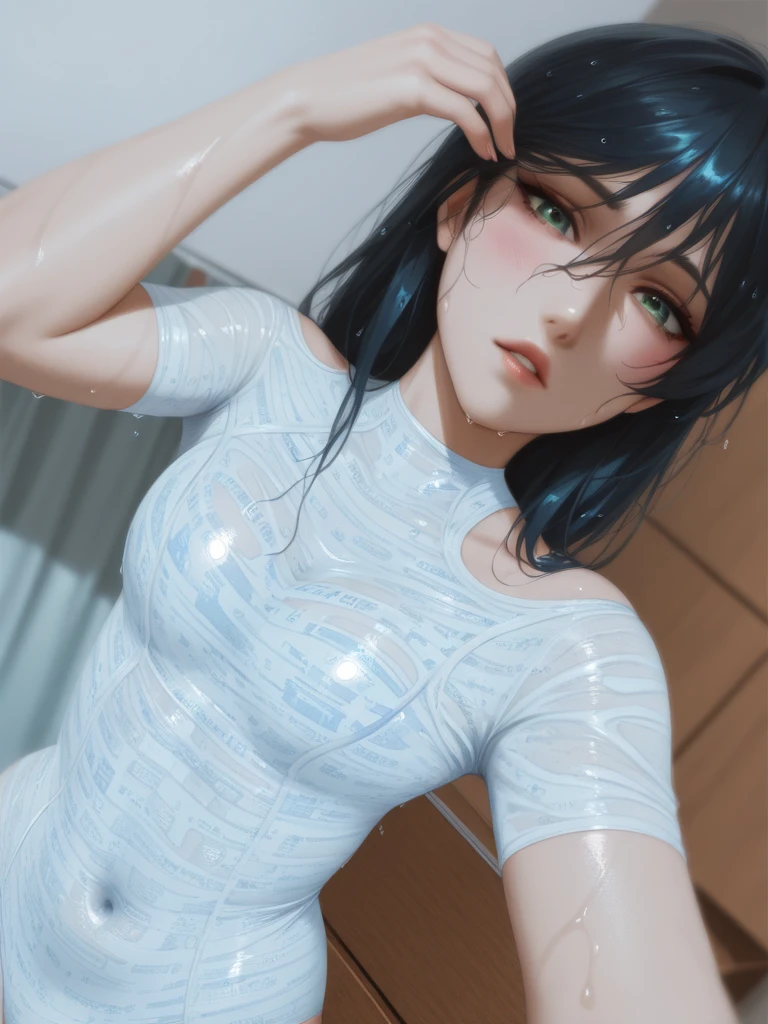 brown eyes, sexy boy, (((cute and wet white shirt)) ), extremely detailed, hyper detailed, (((perfect face)), soft lighting, ((best quality)), cute face, (wet white semen ),(( 1 boy)),((fair skin, black hair, Shiny highlights on eyes, kitchenroom, semen splash ,crotch tung,bulging crotch,His nipples are tingling,erotic.)),men, human ,only boy,((boy 16 year old)),