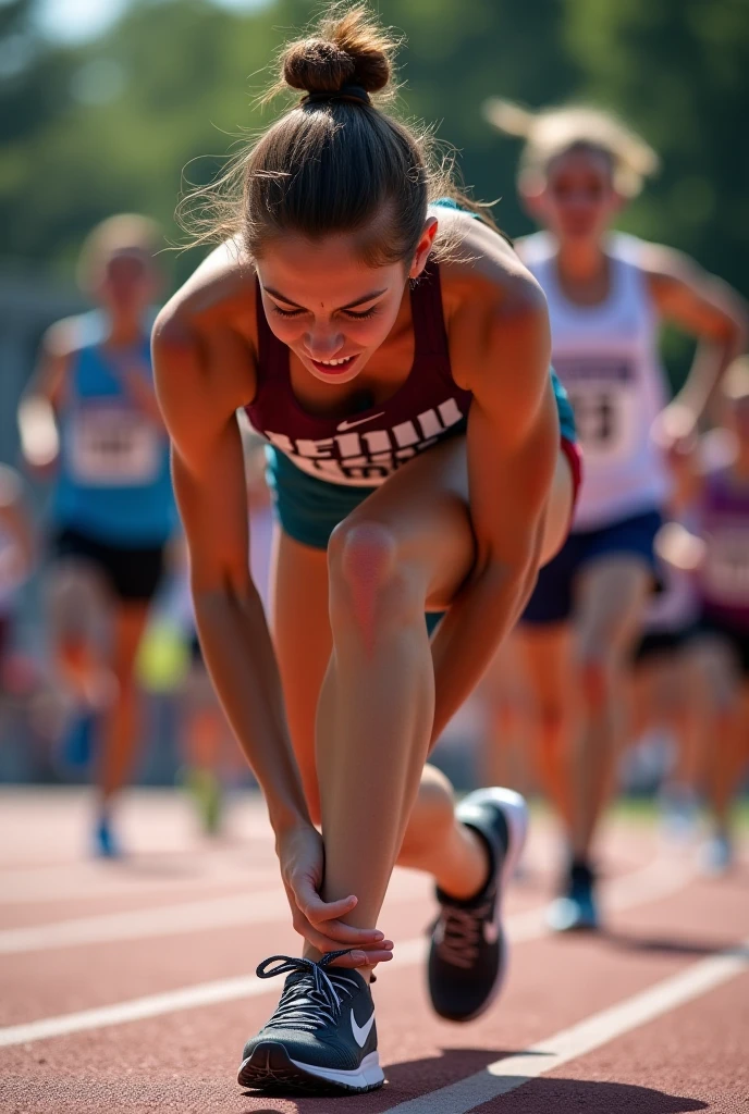 full body,photo of a 18 year old girl,hurdle race,jumping,happy,ray tracing,detail shadow,shot on Fujifilm X-T4,85mm f1.2,depth of field,bokeh,motion blur,<lora:add_detail:1>,