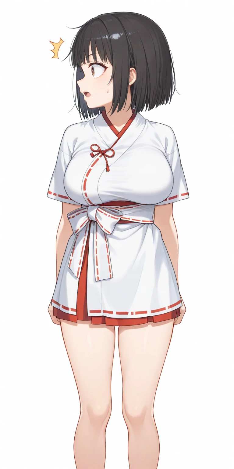 best quality, (masterpiece:1.2), detailed, shinomiya kaguya, 1girl, solo, closed mouth, light smile, black hair, red eyes, short hair, folded ponytail, hair ribbon, cheerleader, mini skirt, red ribbon, standing, looking at the viewer, huge breasts, huge ass, huge thighs, narrow waist, wide hips, thick thighs, curvy