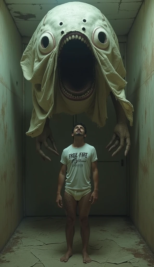 Arafed man at a door with a scary face and hands, SCP-049, Foto de SCP-173, SCP-914, SCP-106, SCP 173, SCP-173, SCP 3008, imagens assustadoras encontradas, assustadora criatura de carne mutante, foto muito assustadora, imagem assustadora, The monster is coming out of a door, behind a camera, em cima de uma mesa, de madeira.