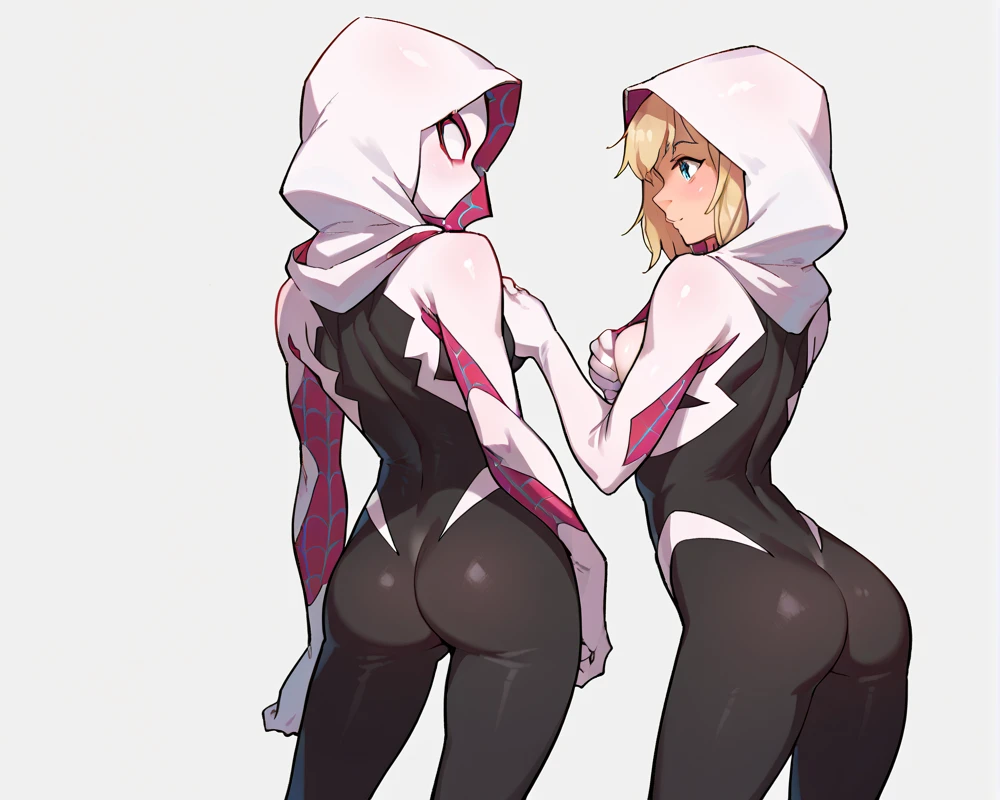 young girl spider-gwen gwen stacy skin-tight plugsuit fetish magazine into the spiderverse, group sex, multiple boys, explicit sexual images, faceless, hood, mask, hero mask, hardcore. rape, forced, grabbing, ultra detailed, small perky petite tits, slender body, ass, spiderverse style animation, many shafts throbbing, cum
