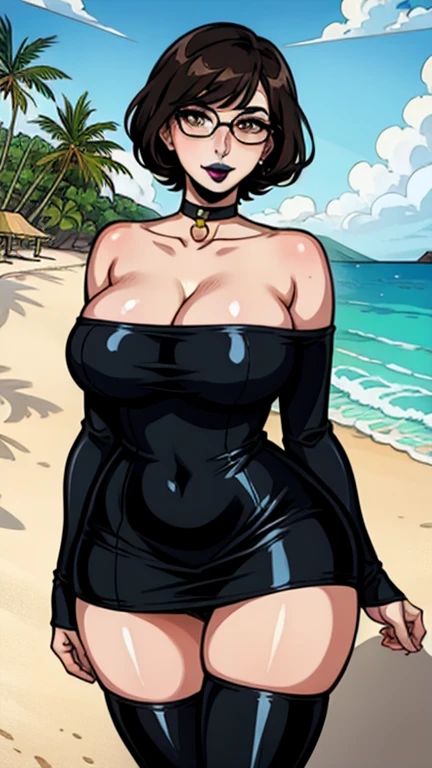 1 hermosa chica cabello largo ondulado, cara detallada ojos azules y mirando al espectador, imagen 1.2 high resolution sensual smile show fangs in the mouth, ((vampiro)) con cuerpo esbelto completo y grandes tetas en la playa desnuda sobre la arena,