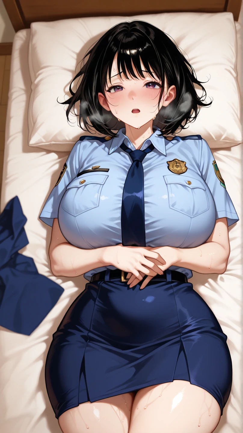Busty female police officer with pent up sexual desire、cry