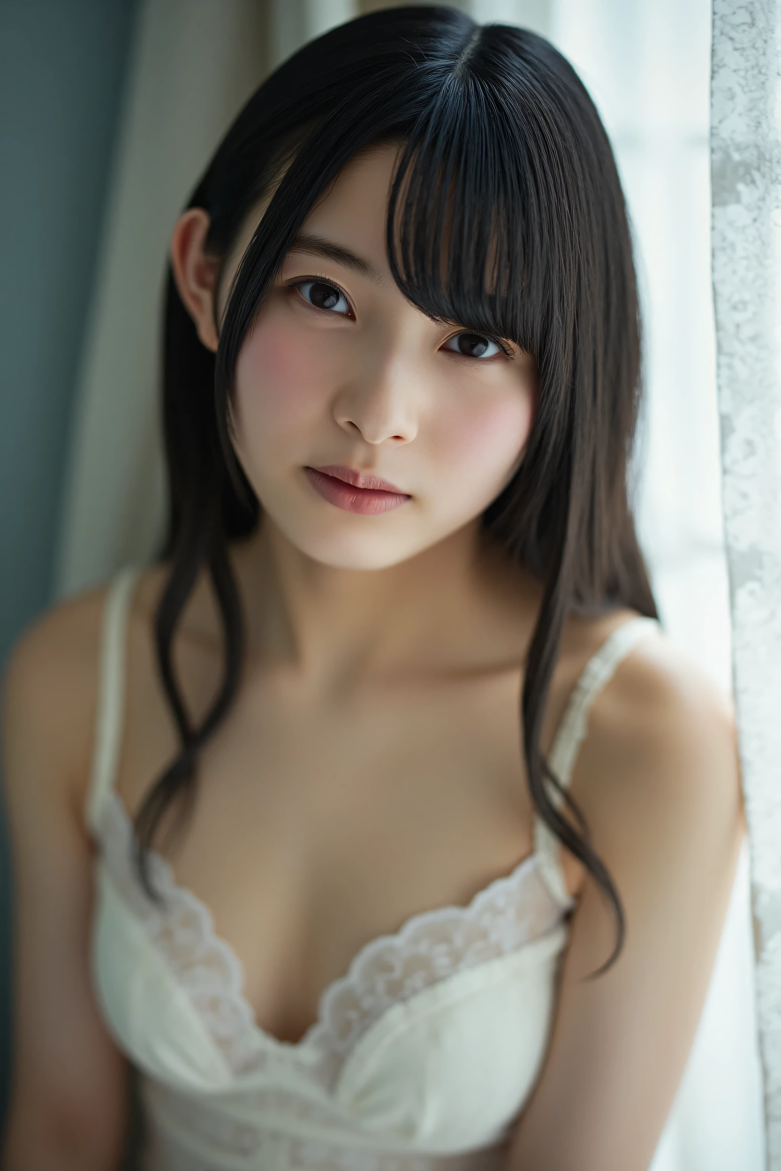 Sparkling beautiful face underwear 白いunderwear small breasts