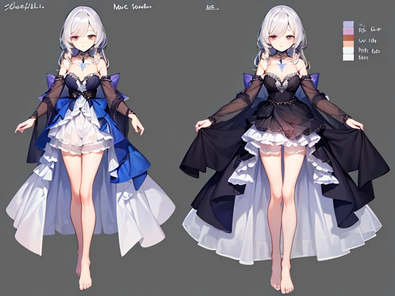 Black Dress, alone, cute, shy, {best quality}, {{masterpiece}}, {highres}, extremely detailed girl, solo, sharp focus, {{{{{{{{white background}}}}}}}}, {{{character{{{1 girl}}}}}}, solo, 
, standing, beautiful detailed eyes, blue eyes, silver hair, {{{{{sharp focus}}}}}, , {{{{{masterpiece character reference sheet}}}}},{{{{full body}}}}