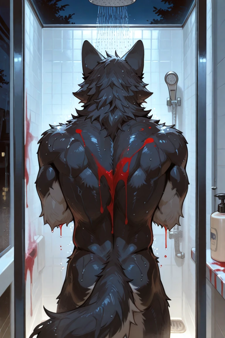 skull dog, scp 1471, male, horny, pincing pinching viewer down, scp 1471 looking at viewer, drooling, dripping saliva on viewer, naked, laying on viewer, penis inside viewers anal , viewer looking into dominats scp 1471 eyes, viewer have knotted penis, animal genitalia ,gay