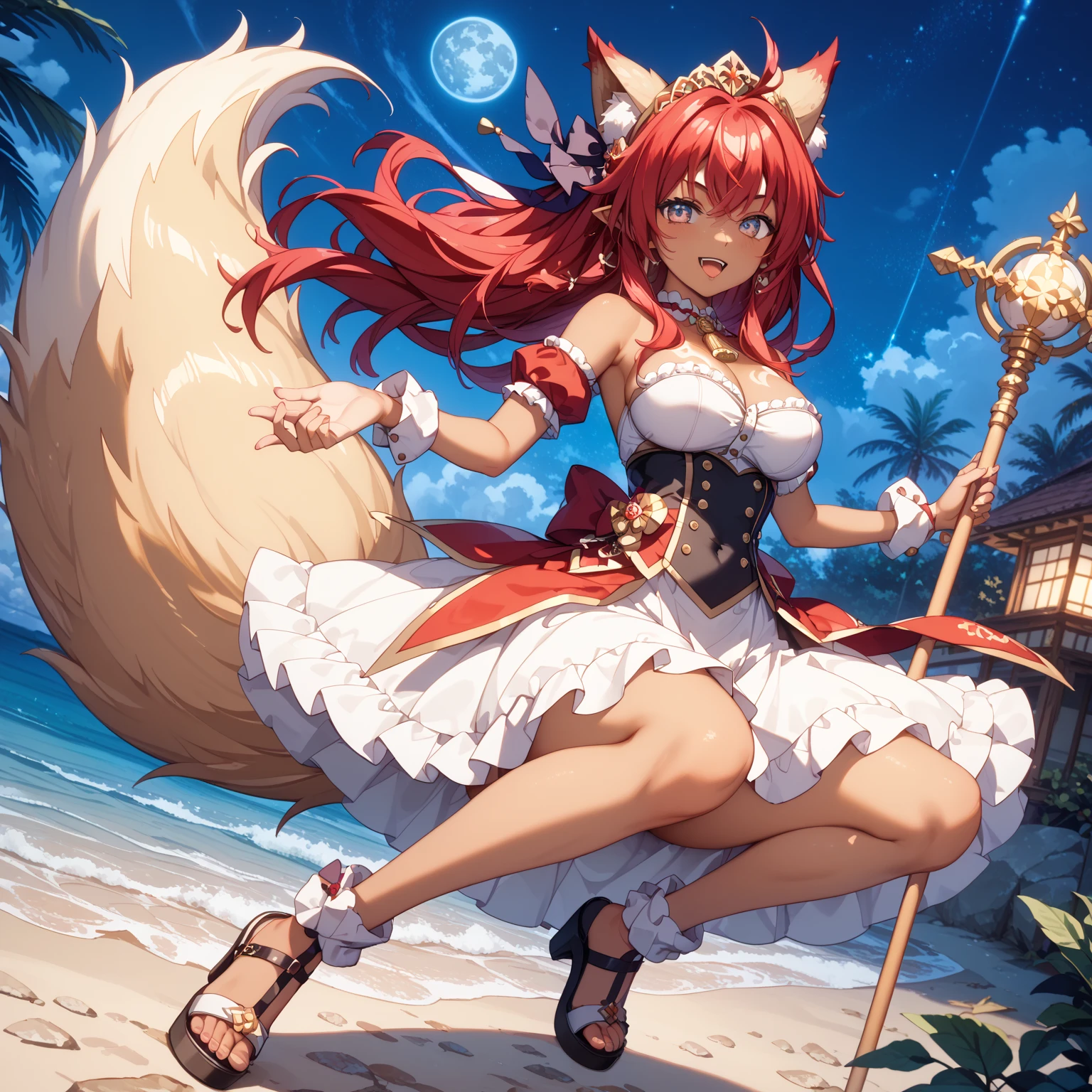 (hyper extreme detailed),(masterpeace),(hyper extreme),(photorealistic),CG,1girl,naka,orange hair, high ponytail, orange eyes,animal ears, hair ornament, kimon,miniskirt, obi,thighhighs, <lora:naka:0.7>,  <lyco:saturation:0.5>