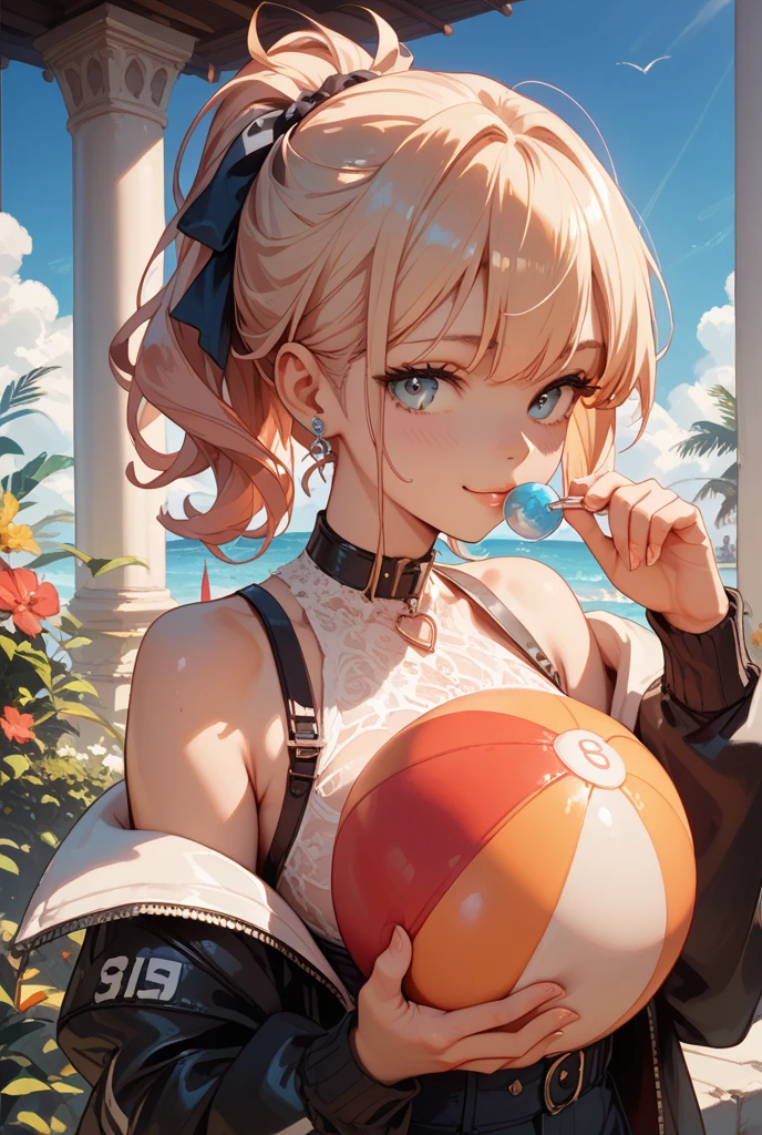 score_9, score_8_up, score_7_up, score_6_up,source_Anime, 1girl, h1m1k0t0g4, yellow eyes, blonde hair, short hair, blunt bangs, hair bun, messy hair, smile,  medium breast, playboy bunny, looking at viewer, beach,   <lora:HimikoTogaByJuninholara21:0.8>