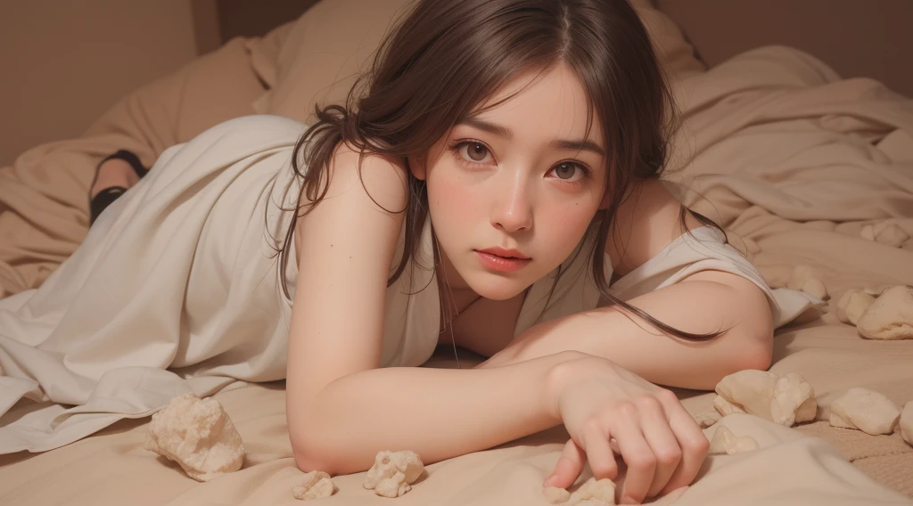 Best quality, masterpiece, ultra high res, (photorealistic:1.4), raw photo, 1girl lying on the bed