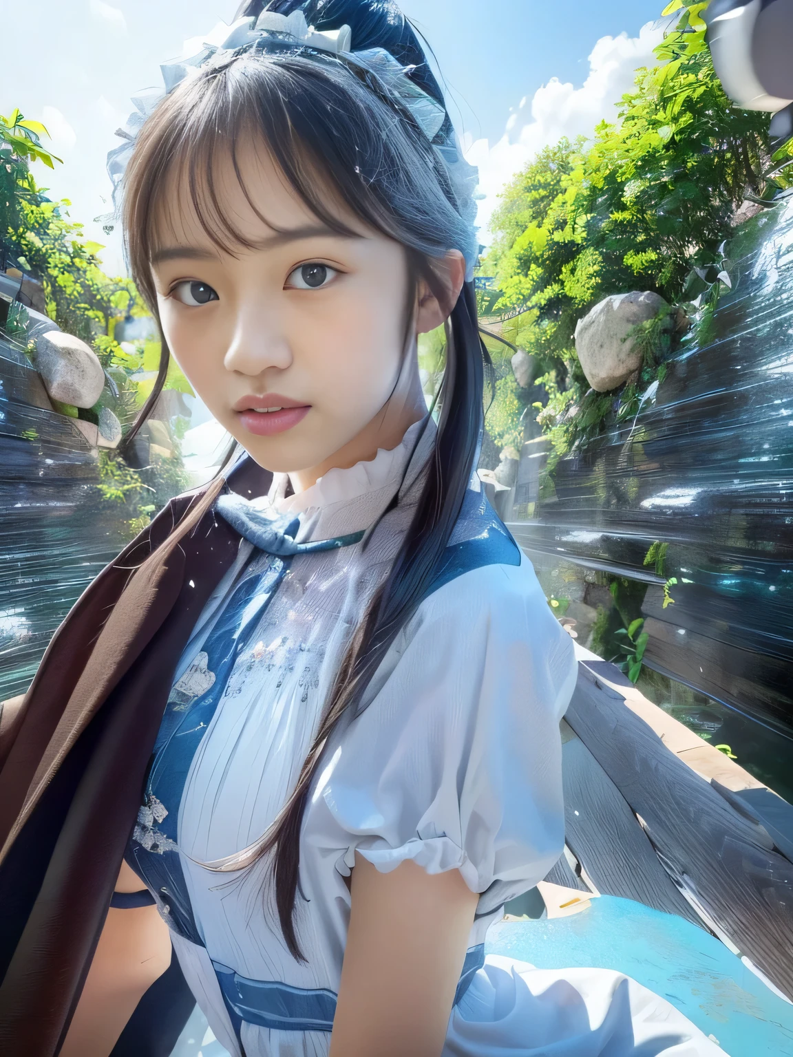 (((Max Video Quality、highest resolution、greatest masterpiece、8k)))、(((Detailed Faces)))(((cute face)))(((Baby Face)))(((Young contour)))(((lovely eyes and nose)))、((( Blizzard 10 )))(((model body type to sit)))(((perfect poddy line)))、(((Big Breasts 1.0)))((( Detailed Body .5)))、((( black long straight hair)))、(((GIRL IN BLUE AND WHITE EDWARDIAN MAID OUTFIT {x}))) (((Blue and White Edwardian Maid Dress))) (((Blue and White Edwardian Ruffled Maid Outfit))) Girl in Japan maid outfit Blue and White Ruffle Gothic Maid Outfit (((GIRL IN BLUE AND WHITE EDWARDIAN MAID OUTFIT))) (((Large Ruffled Maid Headband))) (((Shining Holy Glass LARGE SHINY MARBLE ROOM 1.0))) (((Luxury furniture LUXURIOUS DECORATED LIVING ROOM 1.0))) large glass window Japan look at the camera adorable smile ((( dynamic posing 3.0 )))((( gougoupaintleaves style )))、(((lesbian couple sitting on a bench 5.0)))、(((GirlsLove Photo)))、(((lesbian couple shots 3.0)))、(((Lesbian Couple Cuddling Up 3.0)))