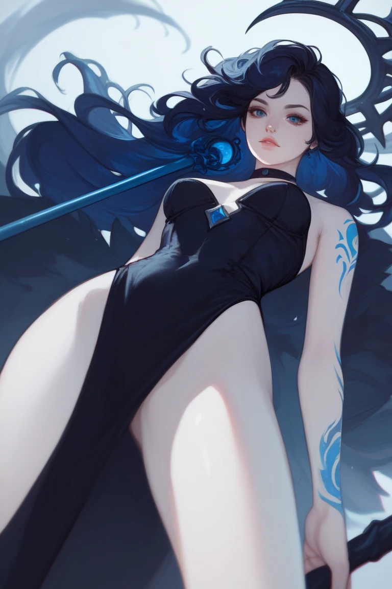 (masterpiece), best quality, well-tailored top, black hair, aqua eyes, solo, dynamic pose, high resolution, dramatic lighting, intense gaze, radiant presence.