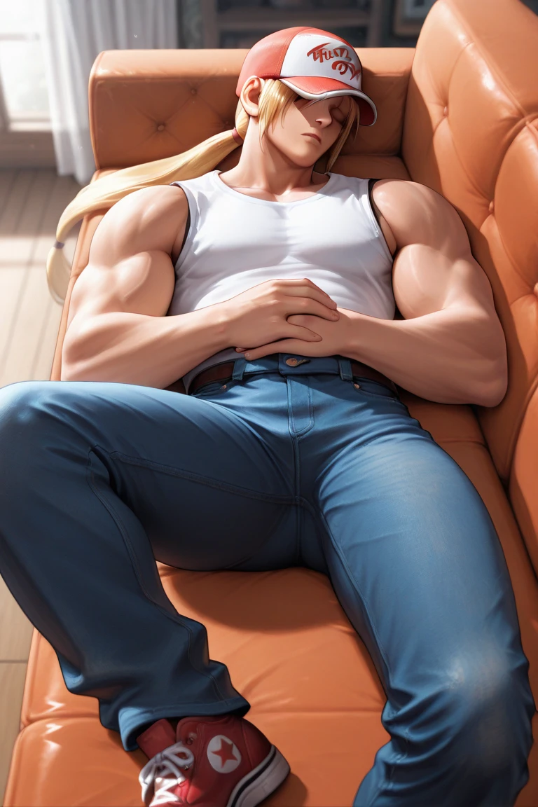 score_9, score_8_up, score_7_up, (solo man), Isao Kawada, streaked hair,two-tone hair, slicked back hairstyle, (facial hair, stubble), black eyes, upper body, (lying on bed, on back, spread legs), masculine, handsome, charming, alluring, lustful, perfect eyes, (topless, pectoral cleavage, abs, grey pants, open fly), bare chest, bare belly, bare abdomen, perfecteyes, perfect anatomy, perfect proportions, blush, bored, resigned expression, sweatdrop, awkward, embarassed, sitting, bound, tied up, hands tied to chair, arms behind back, spread legs, upper body, best quality, masterpiece, high_resolution, dutch angle, cowboy shot<lora:EMS-392308-EMS:0.800000>