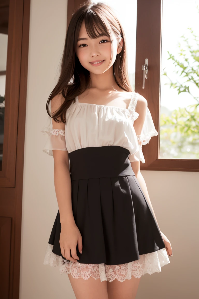 (Only one person), Pure Japanese young girl, wearing bright color style dress and accessories, classical high heels, vivid makeup and lips, thick eyebrows, arranged hair styles, sweet smile, sitting in traditional garden, lift up skirt, spread wide legs, (panty)mer sunshine, professional photography,