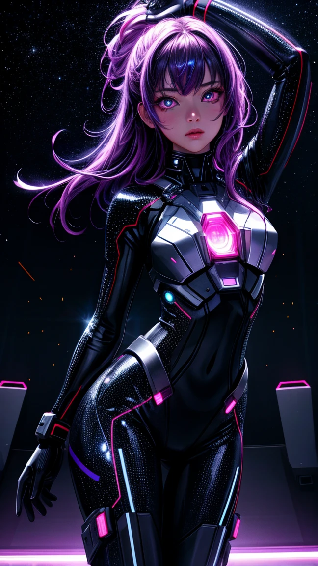 Mechanical girl, ((mechanical beauty:1.2)), Very detailedな, Detailed Mechanism, Smooth range of motion, Exposed mechanical joints, metal texture, Black body, Cyberframe, Natural Skin Exterior Parts, Glossy body,Female Curves, Artificial eye, Sharp front teeth, Red glowing eyes, cyber punk, On the road, dream-like, Surreal, Dramatic lighting, Science fiction, Cinematic composition, (Highest quality:1.2, Very detailed, Attention to detail, digital coloring, High Contrast, masterpiece:1.2, Highest quality, Best aesthetics),