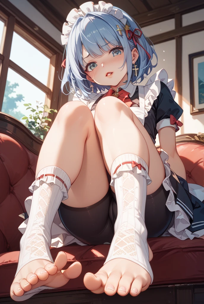 Boyish Girl,cum on face,random angle,school bag,white underwear,Open your knees and spread your legs wide open,smile,short cut hair