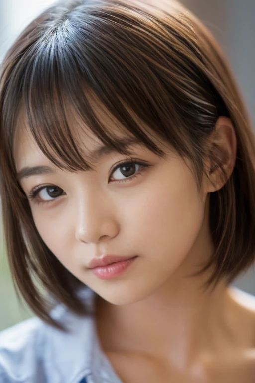 (Highest quality,masterpiece:1.3,Ultra-high resolution),(Very detailed,Caustics,8K), (Realistic:1.4, RAW shooting),(A city shrouded in mystery, Dense teeth), Sunlight shining through ,Light pours down,26 years old,cute,Are standing,(smile),Looking into the camera,Short black hair,(Shiny gold dress), (Bust up shot),(Low position),(Low Angle),Natural light, 