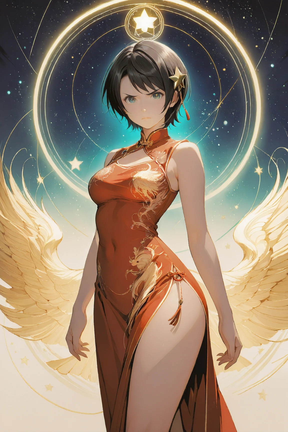 (Masterpiece)、(top-quality)、((ultra-detailliert))、(Super delicate)、(Precise anatomy)、Naughty Chinese dress、Beautiful breasts、mystical、Fantastical