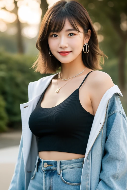 ((Middle breast, tomboy, head small)), Sunlight, Sunlight, (Chiseled abs: 1.1), (Perfect body: 1.1), (Short wavy hair: 1.2), Reddish brown hair, collar, chain, full body shot, crowded street, black tank top, (((Mini skirt)), (Very detailed CG 8k wallpaper), (Very delicate and beautiful), (Masterpiece), (Best Quality: 1.0), (Ultra High Resolution: 1.0), beautiful lighting, perfect lightning, realistic shadows, [High Resolution], Detailed Skin, Super Detail, Smile, Bust Top,