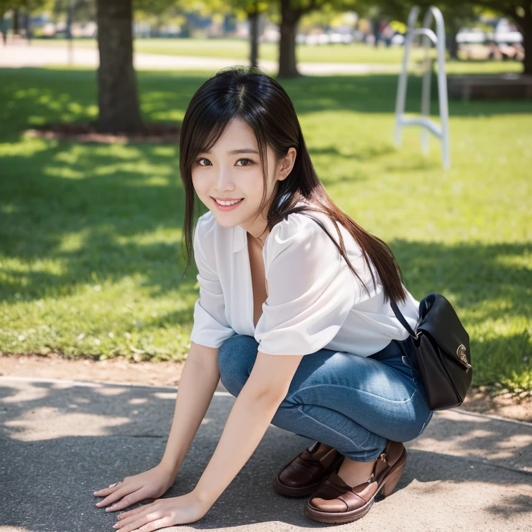 (8K High Resolution), (top-quality), (Raw quality),(masutepiece:1.2), (realisitic), (Photorealistic:1.37), ,Large eyes,long eyeslashes,（Live-action realistic style）,The Ultimate Face,realistic light and shadow,Clear facial features,,Fair skin, ）,Best portraits,Shooting at close range, 1 rapariga, Cute,Beautiful detailed eyes,highlydetailed skin,(Beautiful face with double eyelids), (Realism: 1.4),((Full body image)) ,Detailed and beautiful face,,Women around 20 years old,(Beautiful Face 1.4),Middle hair,((Japan woman in business suit)),(Make eye contact with your audience),red lipsticks,Limping around the eyes,(Laugh a little),In the tropical jungle,The skirt is rolled up.、Panties look perfect..,Pastel colors panties,I love showing my panties to my viewers,Show your panties to your audience,Beautiful face reflected in the light,red lipsticks,Limping around the eyes,Very beautiful feet are attractive,