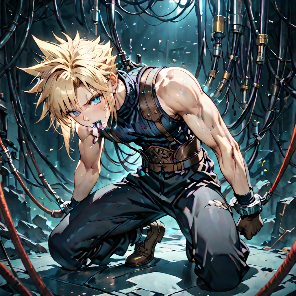 worst quality,ugly,bad anatomy,jpeg boy tied behind his back,Reluctant face,a blond,tears,fullnude,muscular guy,fullnude,anal sex,Cuffed,fetters,chains,gargantilha,bdsm,artifacts, bad anatomy,long_body,mutated hands,missing arms,extra_arms,extra_legs,bad hands,missing_limb,disconnected_limbs,extra_fingers,missing fingers,liquid fingers,ugly face,deformed eyes,cropped