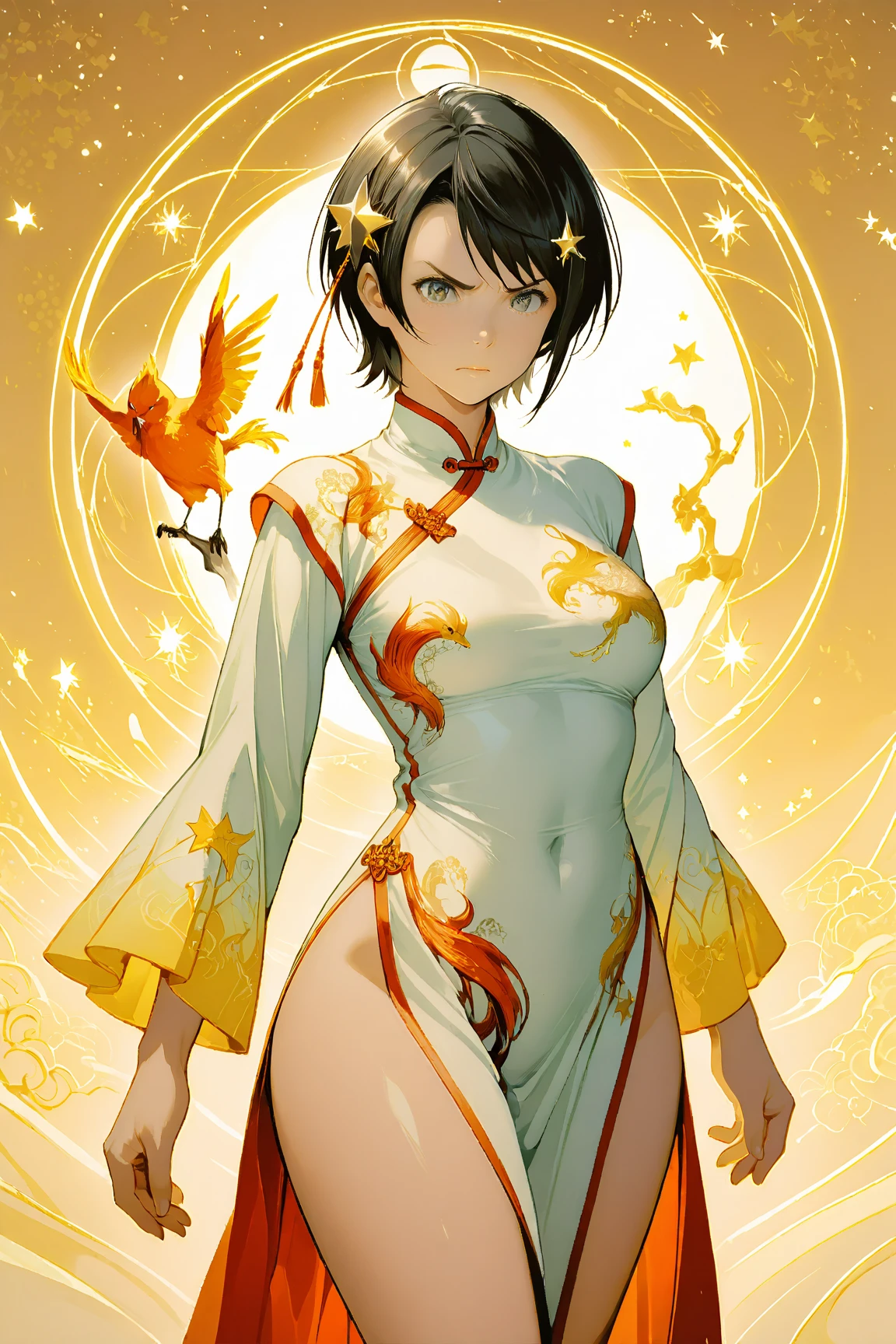 ((Top Quality)), ((Excellent)), (Details), ((Tara-bosatsu)),((tārā)) , ((Plucking a single golden lotus)) ,Tara-bosatsu, Goddess, full body,Sunrise, Ultra-Realistic, Stunning Environment, Bright Colors,((Half body Black robe)), shiny hair, a Girl ,((Blue Eyes)) , Black Hair, ((Gold Robe)), ((half-smile)), ((bun hair)), ((Plucking a single golden lotus)) ,bun hair ,((upper body)),Flower hairpin,Golden lotus, Sunlight, ((Gold loincloth)), ((naked)),Golden lotus ,((topless)), ((Halo)),((Lots of flowers)) ,((Lots of bubbles)), ,((tārā)), ((naked)) ,((Tara-bosatsu)) ,((topless)), ((Gold loincloth)), ((upper body)), Halo,((corolla)), Standing,((Lots of bubbles)),((upper body)), (bun hair) ,Standing,Flower hairpin, shiny hair, ((bun hair)), ((Gold loincloth)) ,((Half body Black robe)), (half-smile), ultra realistic,((Tara-bosatsu)),((naked)),Standing, best quality, blunt bangs, Lotus flower, ((Half body Black robe)),