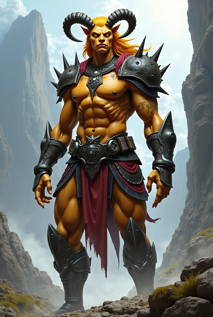 Solo Sexy anthro furry wolf male; ancient Mediterranean desert warrior; slim mesomorph handsome model apperance apperance; boy's messy short hair headband; sexy toned muscules; sword scars; worn out rusty sexy skimpy armament. He has low on hips heavy leather studded heavy belt. he has narrow in the crotch very old worn out jockstrap (smelly jockstrap fetish); His jockstrap it is made of old white linen material sewn together from a few pieces, it has never been washed, it is dirty and has stains from secretions of dried semen and sweat; His armor is old heavy brown harness with armlets studded with spikes; he has old brown leather BFR Bands on Biceps and his thighs, he has old worn out fingerless leather gloves. Even though he is a handsome and sexy man, he has a sloppy appearance, has disheveled unwashed dirty fur, dirty body look. He stands proudly bravely with one foot on a higher stone in the Mediterranean sunny pine forest; he has a proud, threatening and defiant expression on his face, with little dirty dangerous smile;