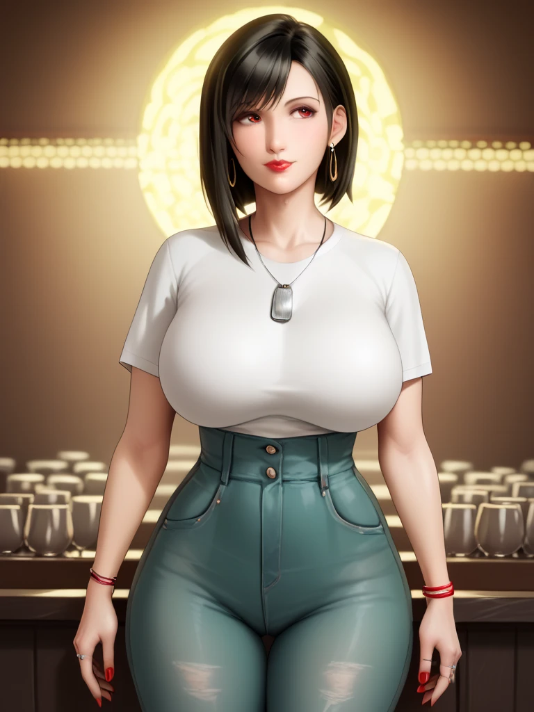 masterpiece,highest quality,Very detailed,High resolution,8k,wallpaper,Perfect lighting,break(One Woman),(Mature woman working as a waiter at a sports bar:1.5),(45 years old),(hooters),(((A very form fitting white tank top:1.5))),((The tank top has the logo of a sports bar on it.:1.5)),(((tiny orange shorts))),(((Very detailedなコスチュームの描画:1.5))),(Beautiful Eyes:1.5),(Detailed face drawing:1.5),(Detailed face drawing:1.5),((Very detailedな女性の手:1.5)),(Shiny skin:1.2),(Big Breasts:1.2),(Thick thighs:1.5),(Sensual body:1.5),(Sports bar background:1.5),(((Blur the background:1.5))),(((I&#39;m embarrassed:1.5)))