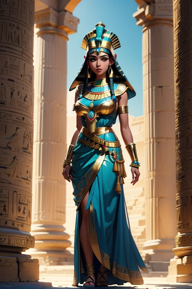 [full length portrait] [18-23 Years Old european female fashion model] [dressed like a ancient egypt style] [Happy expression on face] [Environment: night street][type of illumination: dramatic lighting], extremely realistic, 8k, insane details, intricate details, beautifully color graded,Color Grading, Editorial Photography, Photography, Bokeh, taken with a 60mm lens, ISO 300, f/4, 1/200th --ar 9:16 --auto --s2